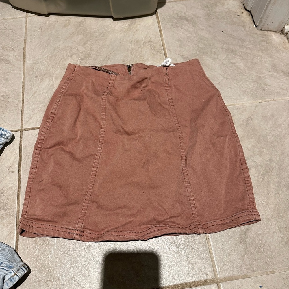 Pink denim type skirt